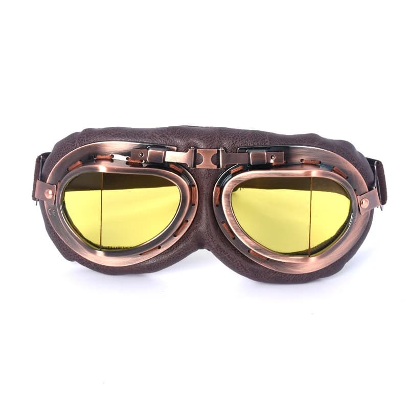 Vintage Leather Motorcycle Goggles Retro Pilot Dirt Bike Goggles for Jet Helmet — image 9
