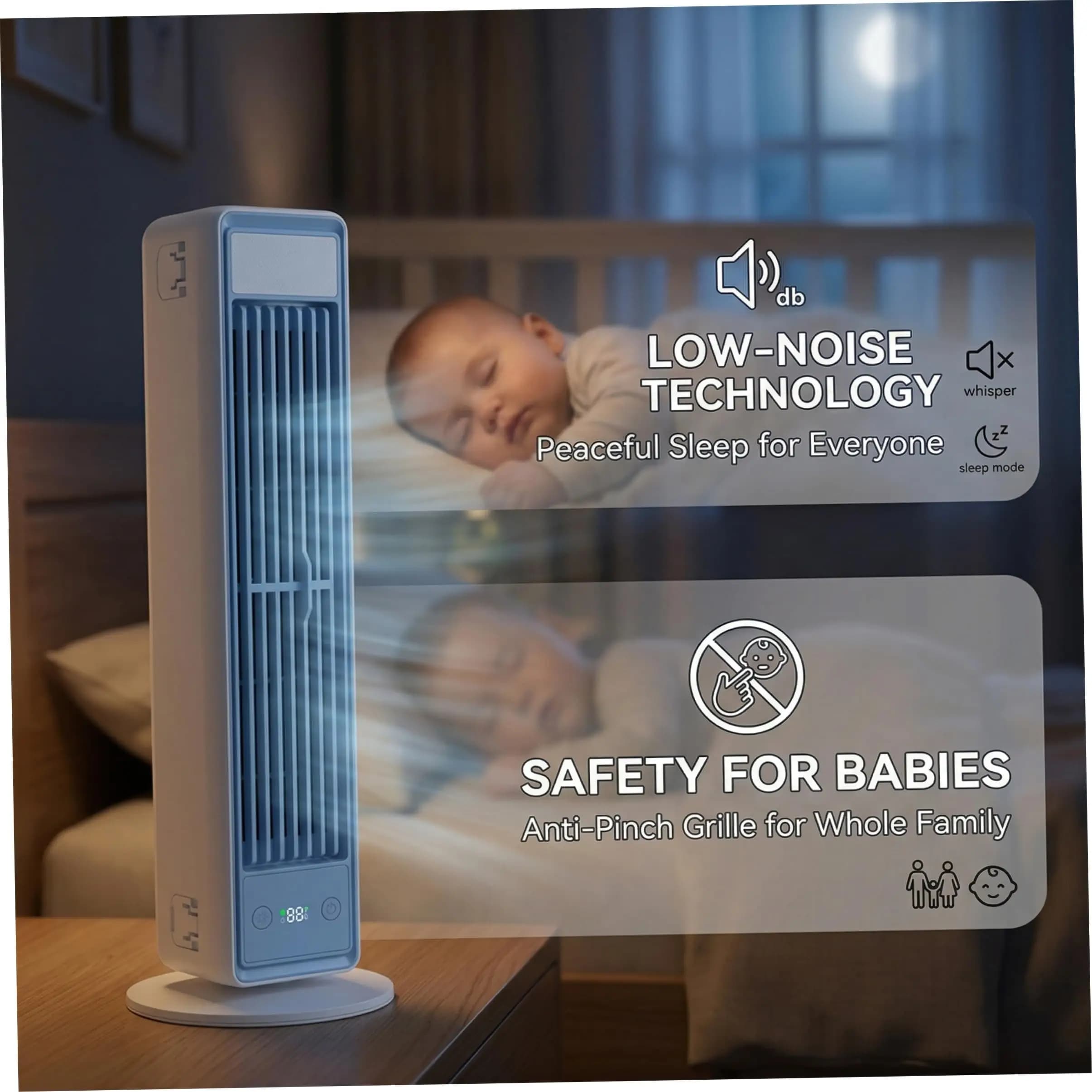 Silent Tower Fan Portable Air Cooler for Office Home Strong Wind Cooling — image 2