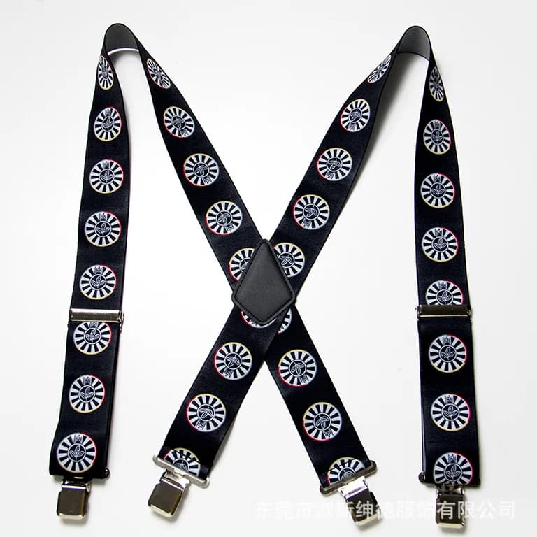 Men's Suspenders Braces 50mm Wide Elastic X-Shaped Four Clip Black — image 18