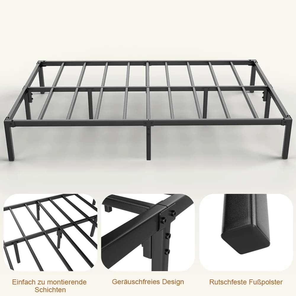 Heavy Duty Black Steel Metal Bed Frame Platform Base 14 Inch Storage Box Spring — image 6