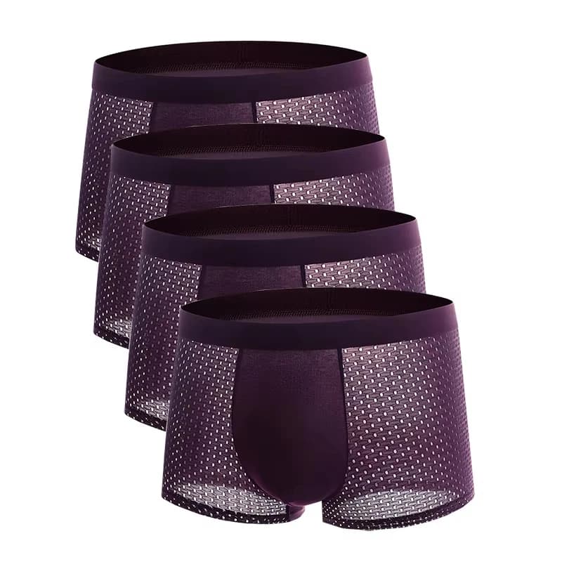 Men's Boxer Shorts 4 Pack Silk Mesh Breathable Summer Underwear — image 2