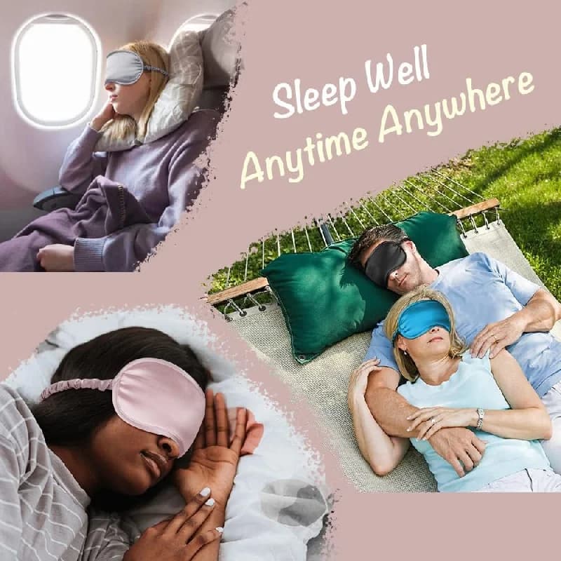 Silk Sleep Mask Eye Cover Blackout Breathable Travel Nap New 2pcs Masks Double U — image 6