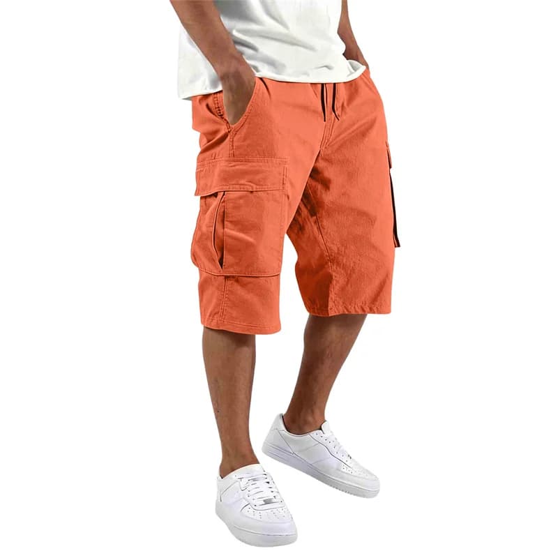 Men's Cargo Shorts Loose Fit Multi-Pocket Drawstring Summer Straight UK — image 9