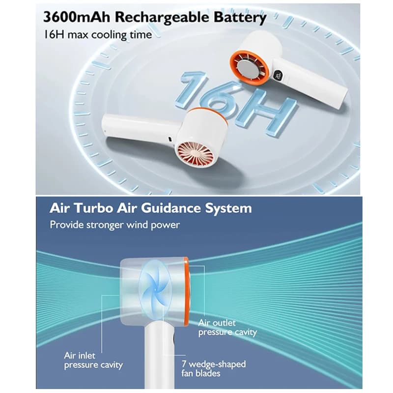 Mini Handheld Fan 120 Speed Portable Bladeless Rechargeable Ice Mode New Desktop — image 5