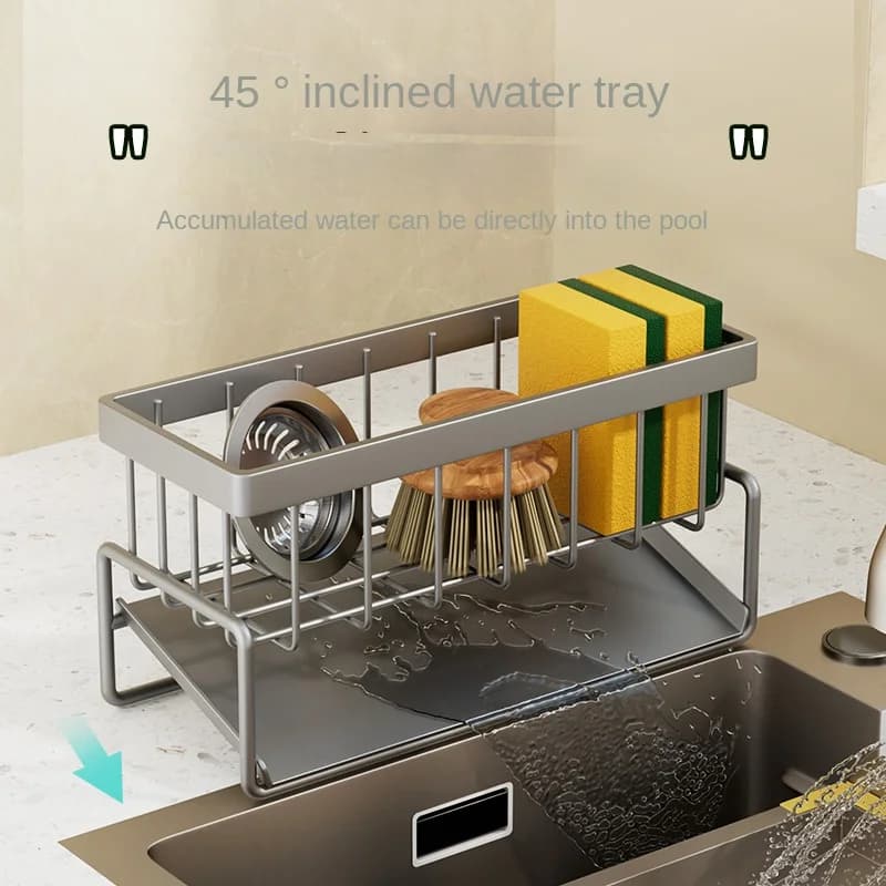 Stainless Steel Kitchen Sink Drainage Rack Sponge Holder Storage Shelf — image 5