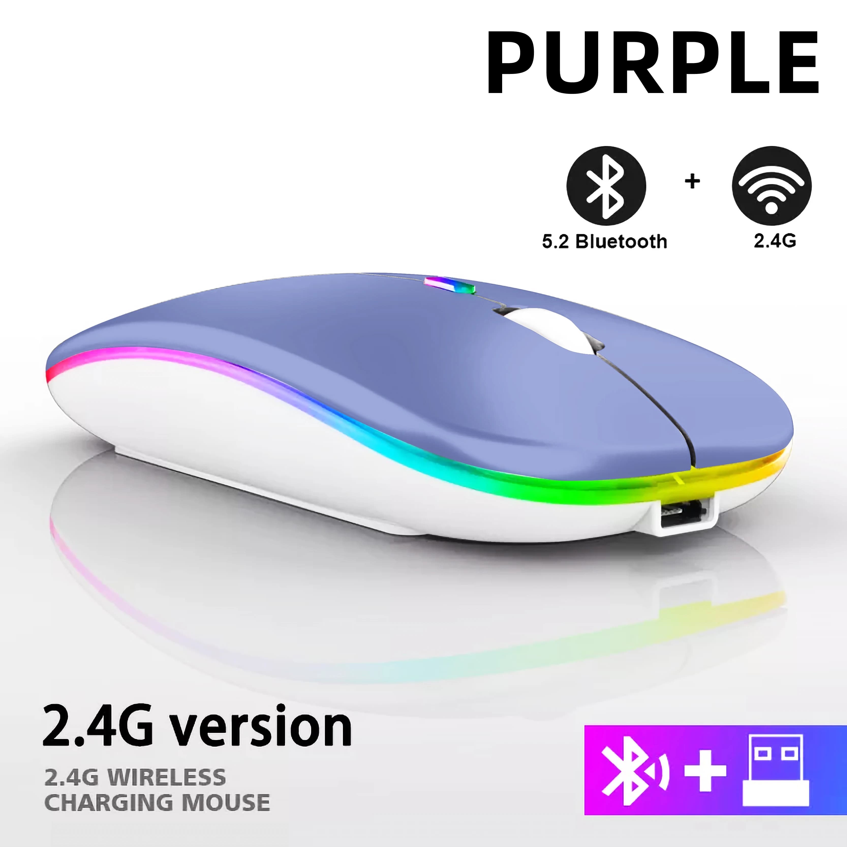 Rechargeable Bluetooth Wireless Mouse 2.4GHz USB RGB 1600DPI Gaming — image 8