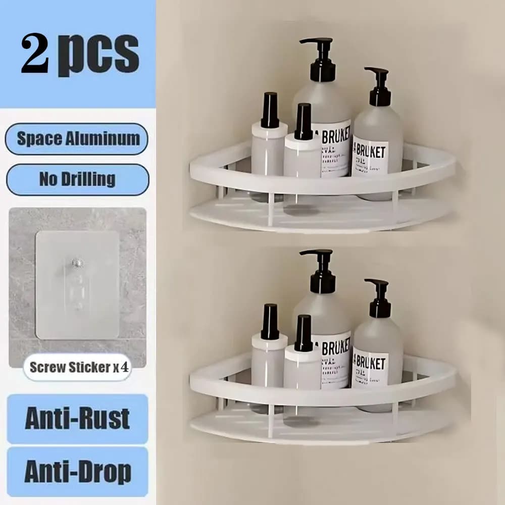 No-Drill Wall Mounted Bathroom Shelf Shower Rack for Shampoo Bottles — image 23