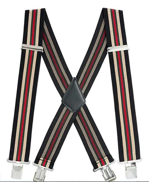 Men's Suspenders Braces 50mm Wide Elastic X-Shaped Four Clip Black — image 23