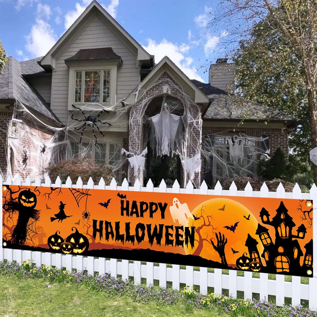 Halloween Outdoor Banner Pumpkin Bat Decoration for Home Party — image 3