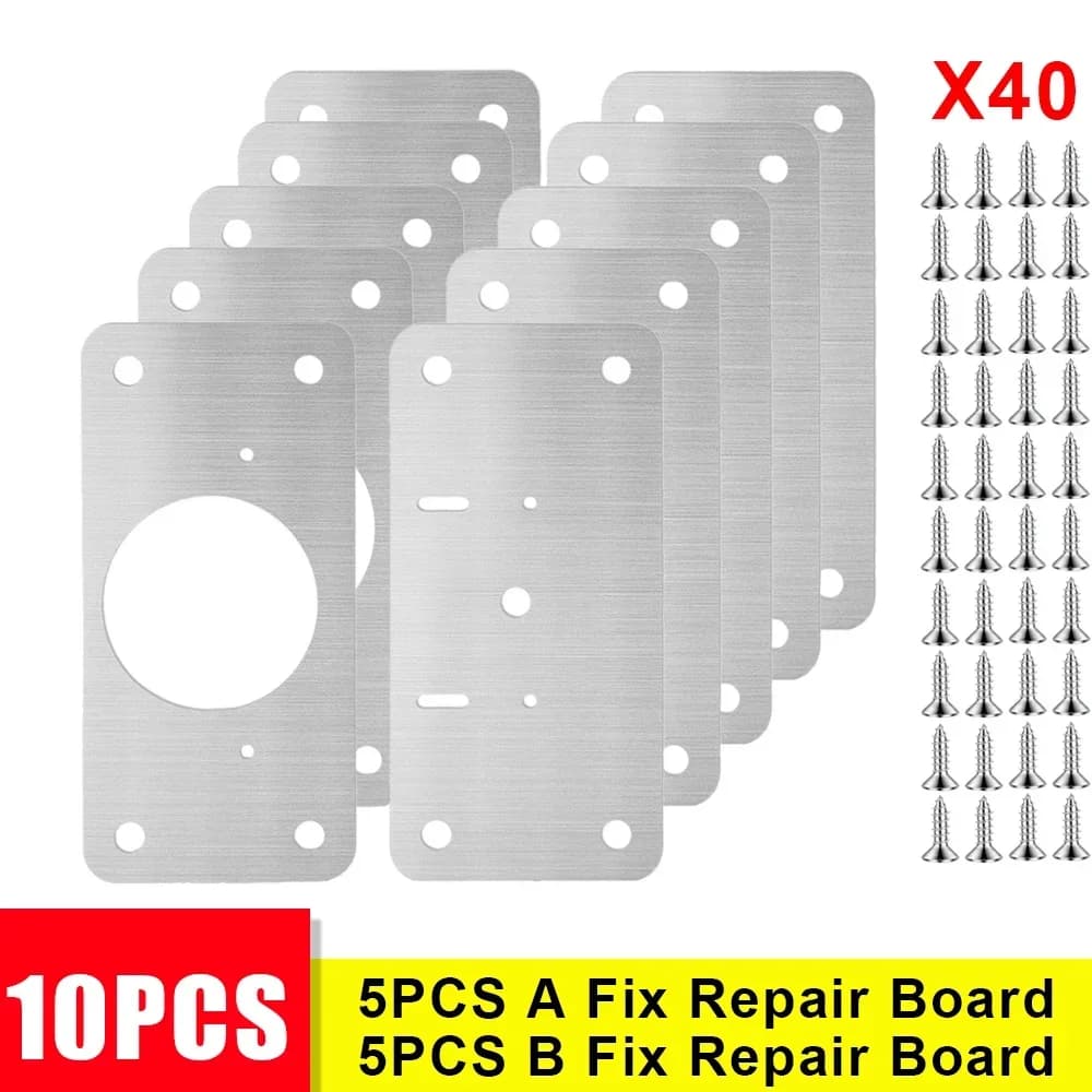 Stainless Steel Hinge Fixing Plate Kit Cabinet Door Repair New 2Pcs Bracket With — image 7