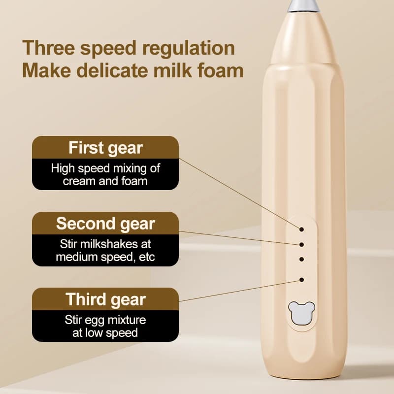Mini Electric Coffee Frother USB Rechargeable 3 Speeds Milk Foam Maker Mixer — image 5