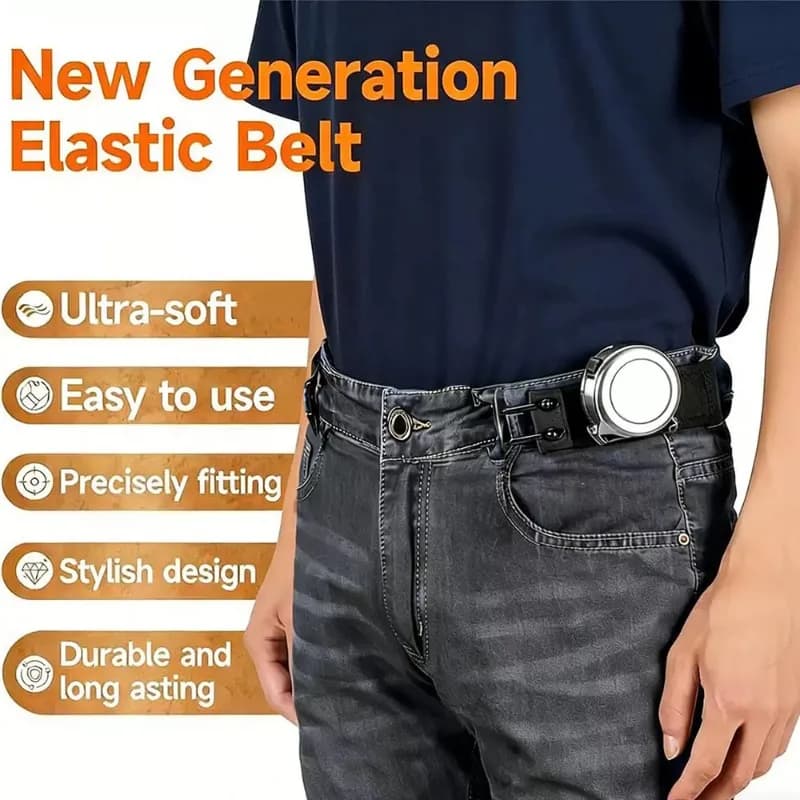 Elastic Belt No Buckle Adjustable Invisible Waistband with Metal Hook and Velcro — image 4