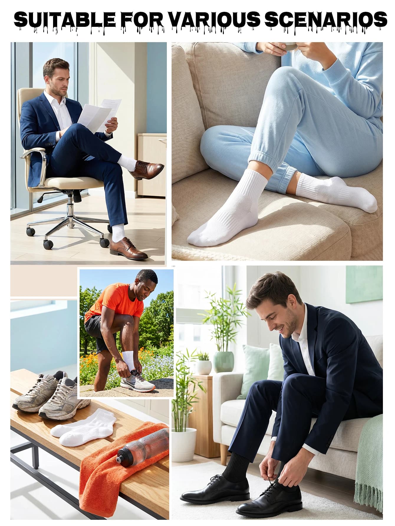 Men's Bamboo Fibre Socks Breathable Mesh Anti-Odour Business Short Socks UK — image 4