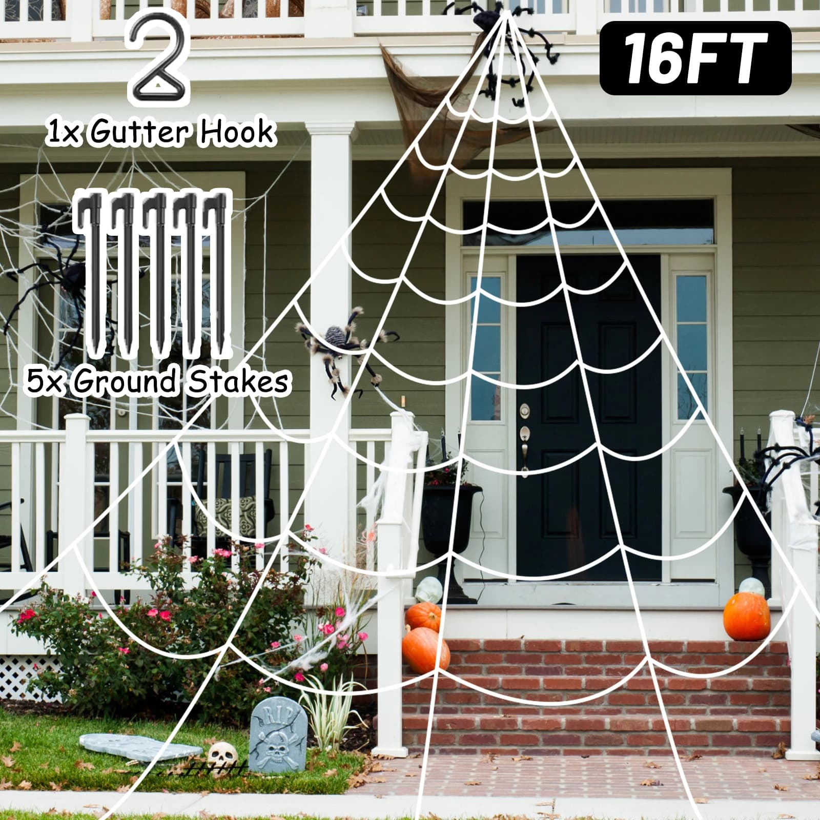 Giant Plush Black Spider 47 Inch Halloween Decoration Web Party Realistic — image 10