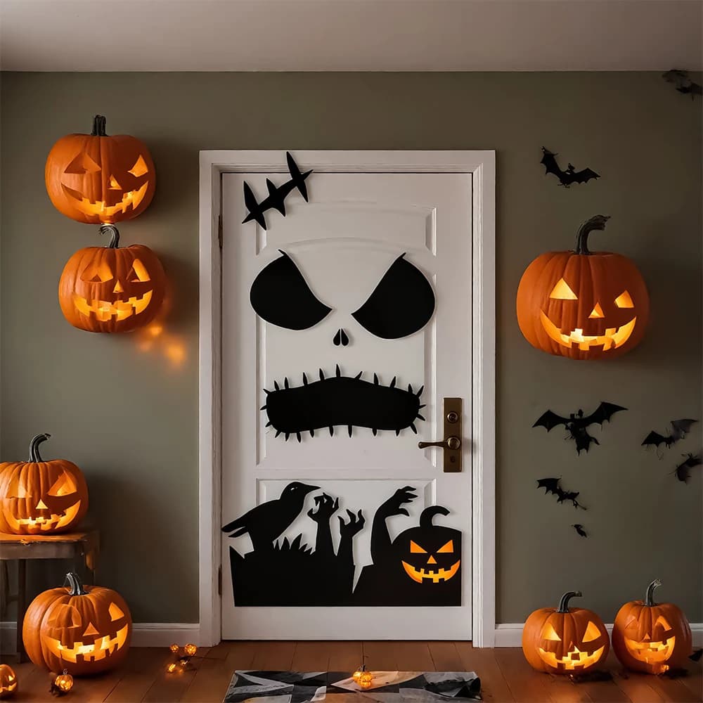 Halloween Window Stickers Door Decor Skeleton Pumpkin Ghost Witch Hand Room