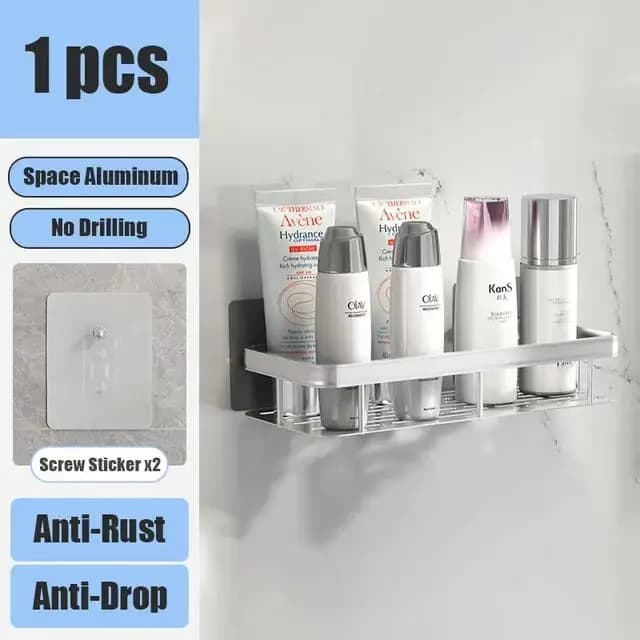 No-Drill Wall Mounted Bathroom Shelf Shower Rack for Shampoo Bottles — image 9