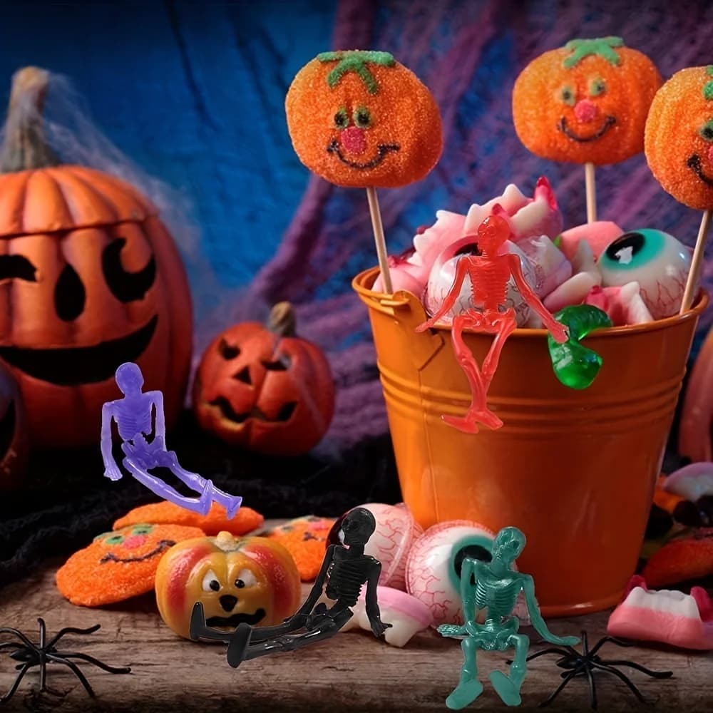 50 Pcs Stretchy Skeleton Sticky Toys Halloween Squishy Skull Party Set — image 6