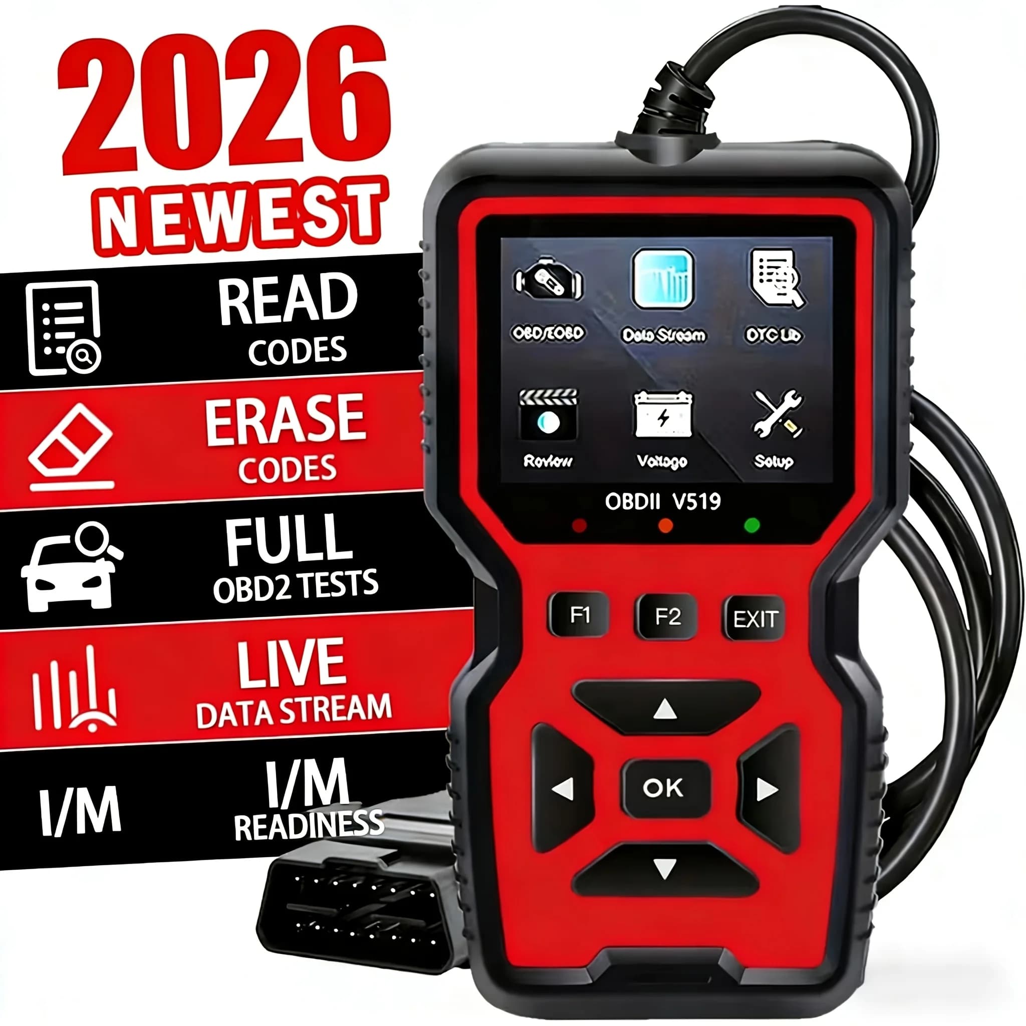 OBD2 Scanner Diagnostic Tool Car Code Reader Battery Voltage Tester V519 UK — image 3