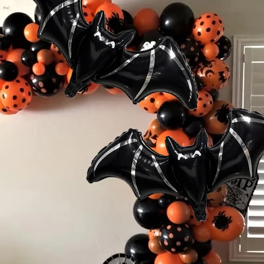 2 Pcs Black Bat Foil Balloons Halloween Party Decoration Large for Birthday — image 6