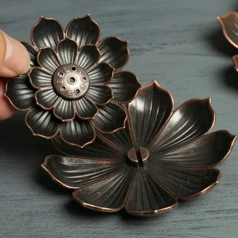 Incense Holder Stick Burner Alloy Lotus 3 Level Ash Catcher New for Sticks and U — image 2