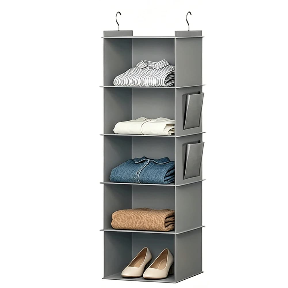 Hanging Shelving Wall Mounted Storage Clothing Rack Fabric 3 4 5 6 Grid Sorting — image 8
