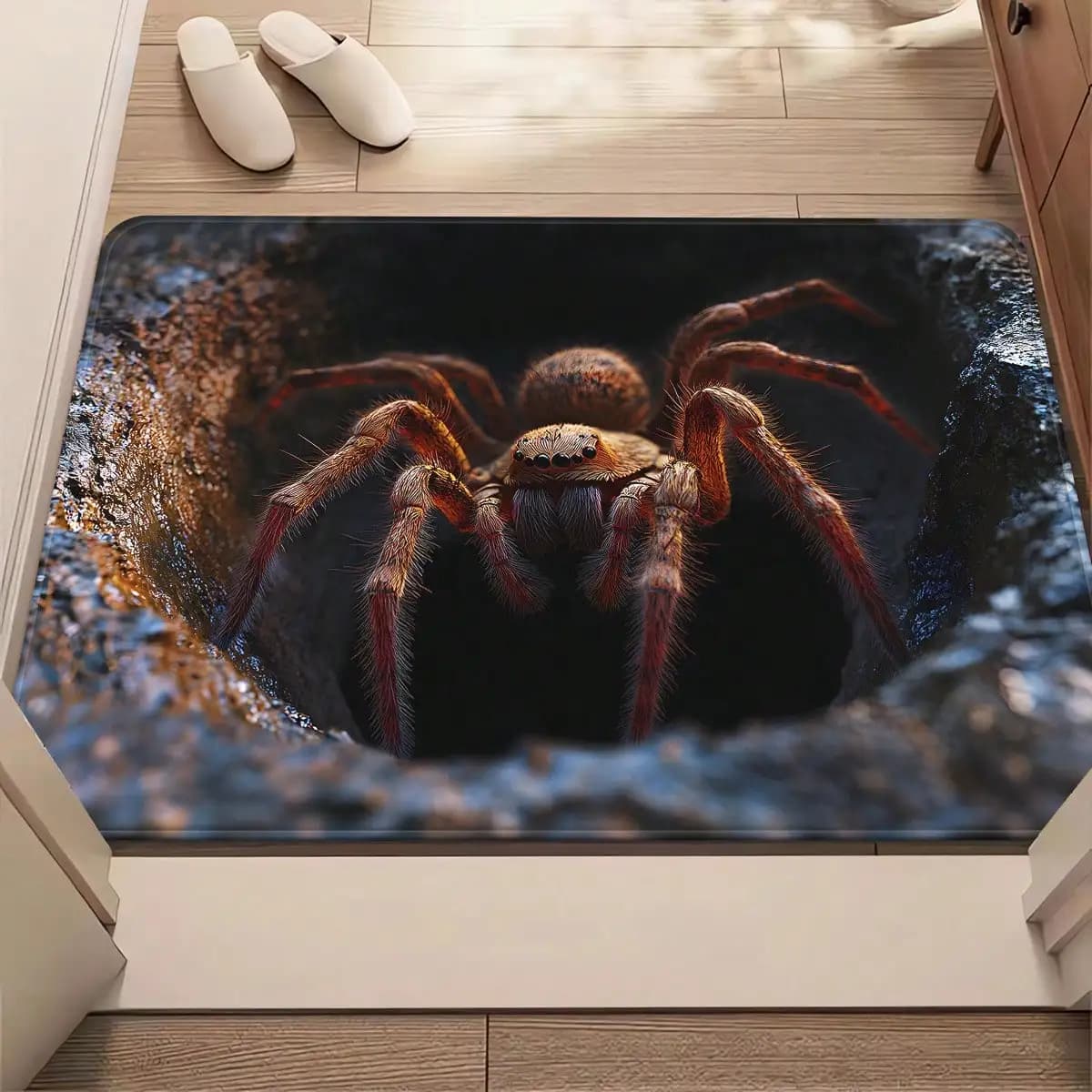 Realistic Spider Door Mat 3D Visual Effect Entrance Rug Funny Prank Scary Floor Mat — image 3