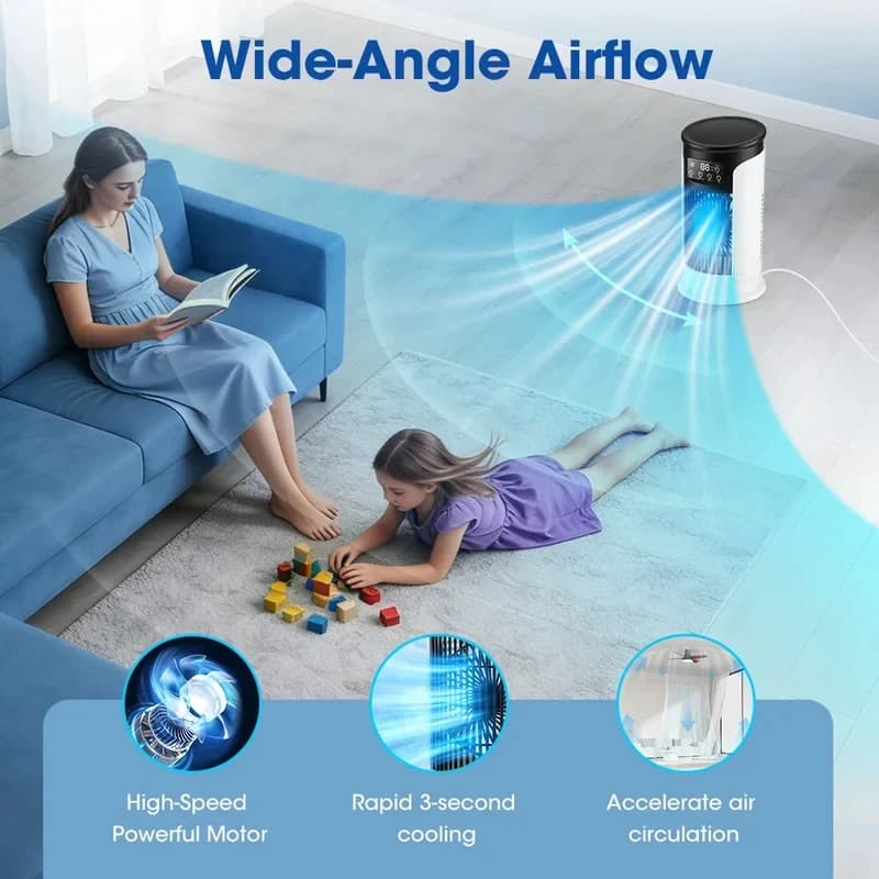 USB Evaporative Air Cooler Portable Mini Air Conditioner Fan with Humidifier — image 4