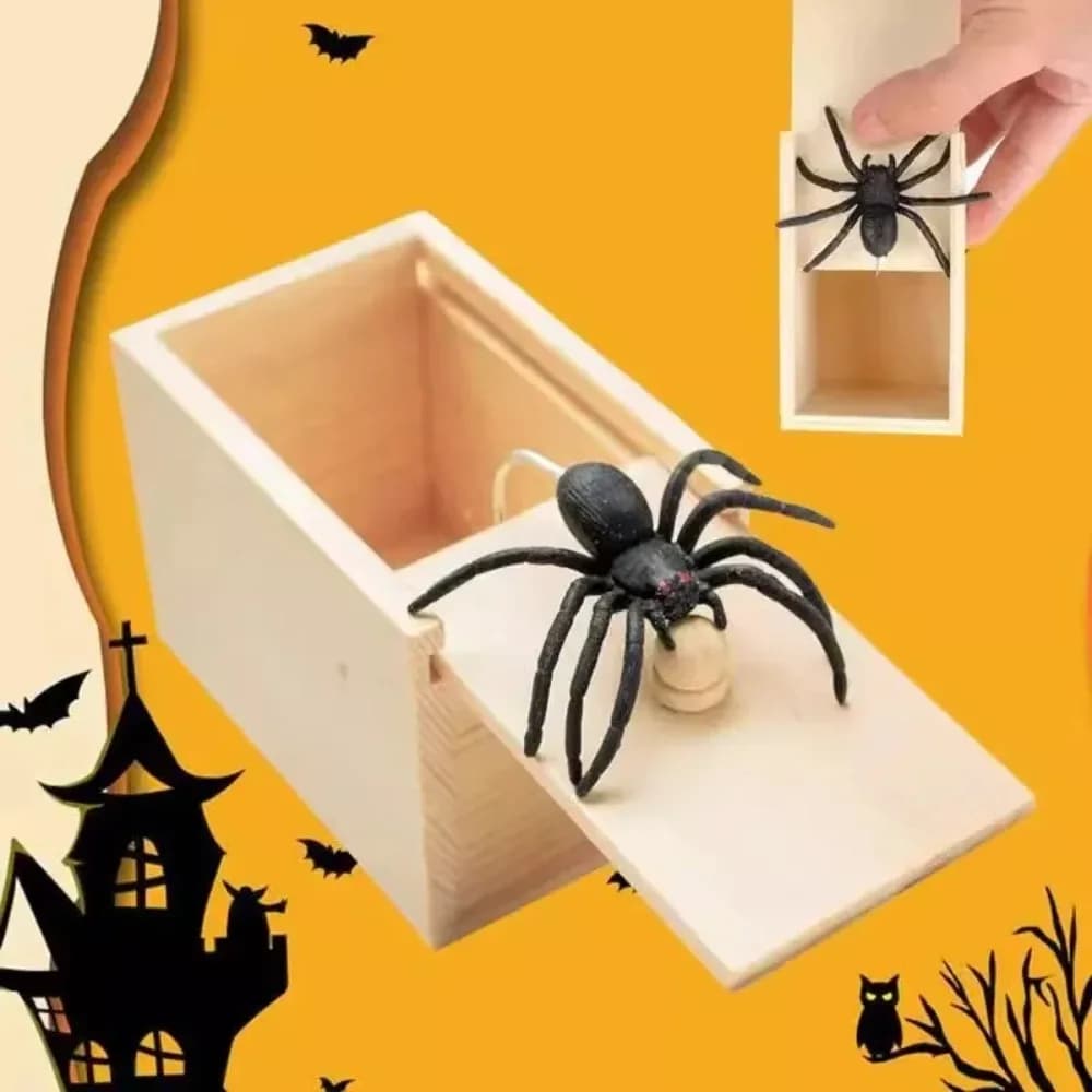 Wooden Spider Prank Scare Box Creepy Funny Trick Toy Joke Gag Gift Surprise Play — image 4