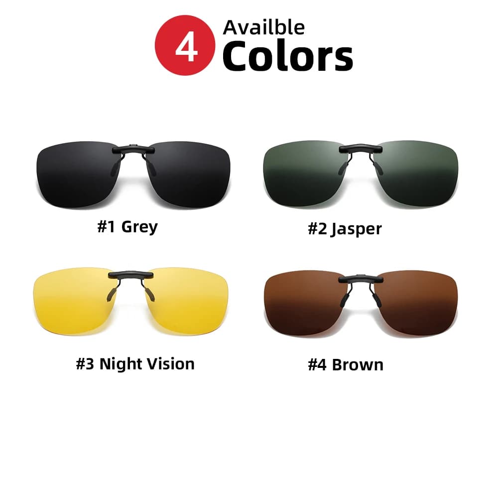 Clip On Sunglasses Polarised UV400 Anti Glare Night Vision Driving Square UK — image 3
