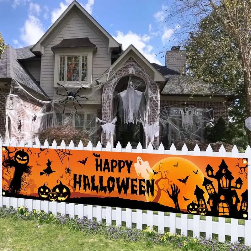Halloween Fence Banner Pumpkin Scarecrow Ghost Outdoor Yard Decor — image 3