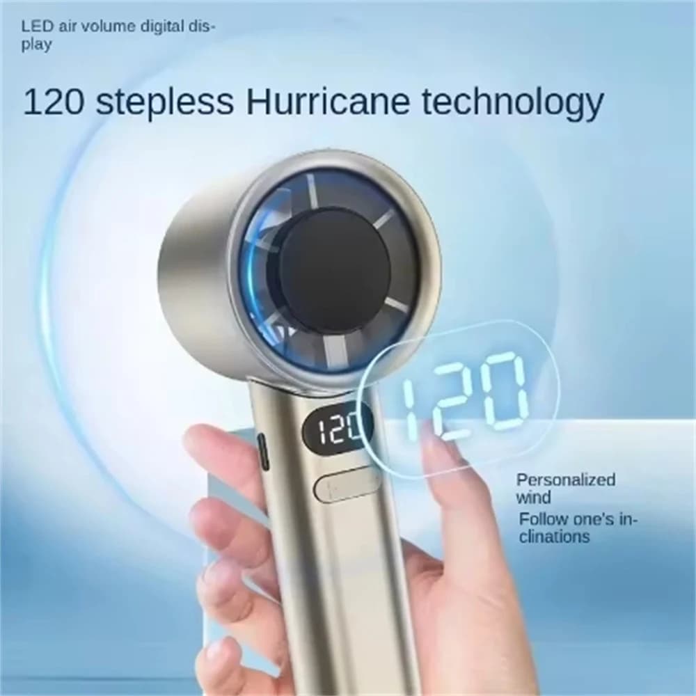 Handheld Fan 120 Speeds 10000+ RPM USB Rechargeable Portable Turbo Fan — image 3