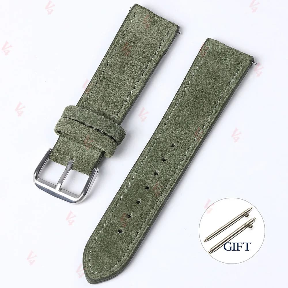 Watch Strap 18mm 19mm 20mm 22mm Suede Cowhide Handmade New Vintage Band Gray for — image 12
