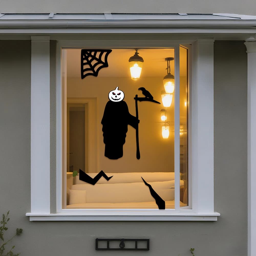 Halloween Window Stickers Door Decor Skeleton Pumpkin Ghost Witch Hand Room — image 6