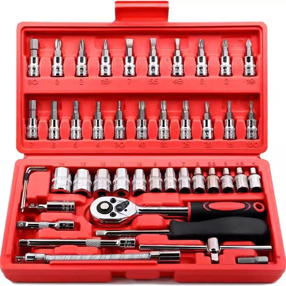 46 Pc Auto Maintenance Socket Set Ratchet Wrench Vehicle Repair Tool Kit — image 5