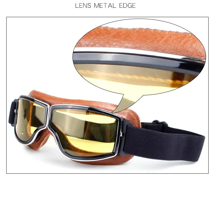 Vintage Motorcycle Goggles Leather Cruiser Folding Glasses Motocross Best Newest — image 5