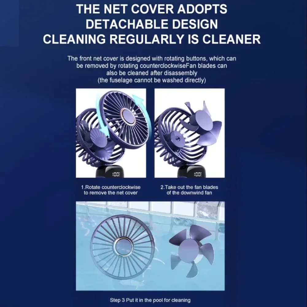 Handheld USB Mini Fan Rechargeable Foldable Portable Fan with Digital Display — image 5