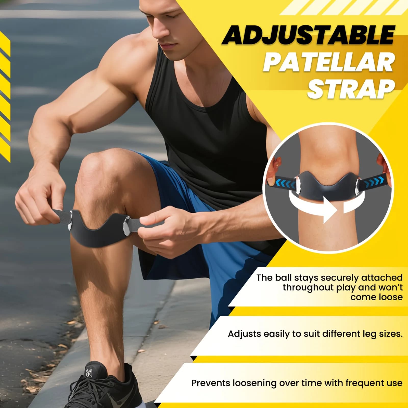 Knee Braces Non-Slip Running Patella Tendon Support Strap New 2pcs Straps Sweat — image 4