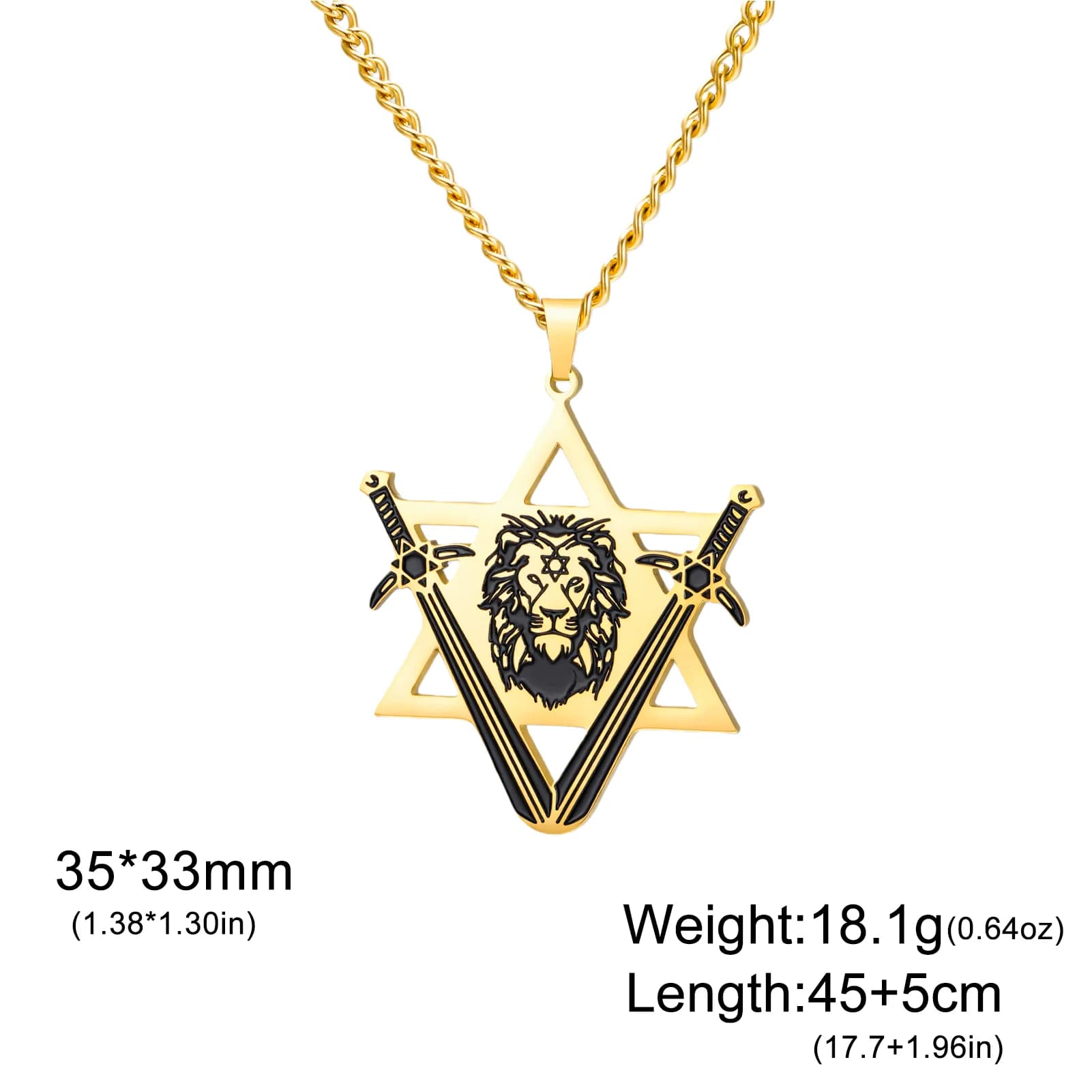 Punk Star of David Lion Head Pendant Necklace Stainless Steel for Women — image 8