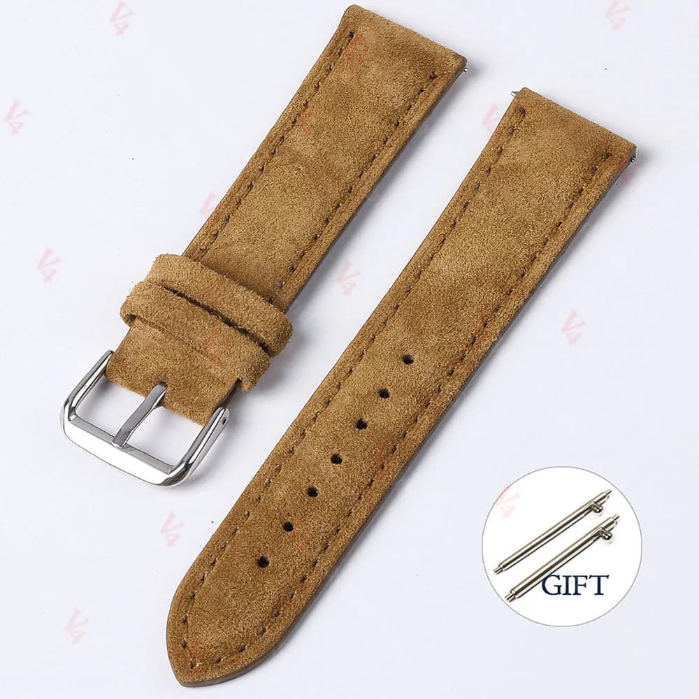 Watch Strap 18mm 19mm 20mm 22mm Suede Cowhide Handmade New Vintage Band Gray for — image 8
