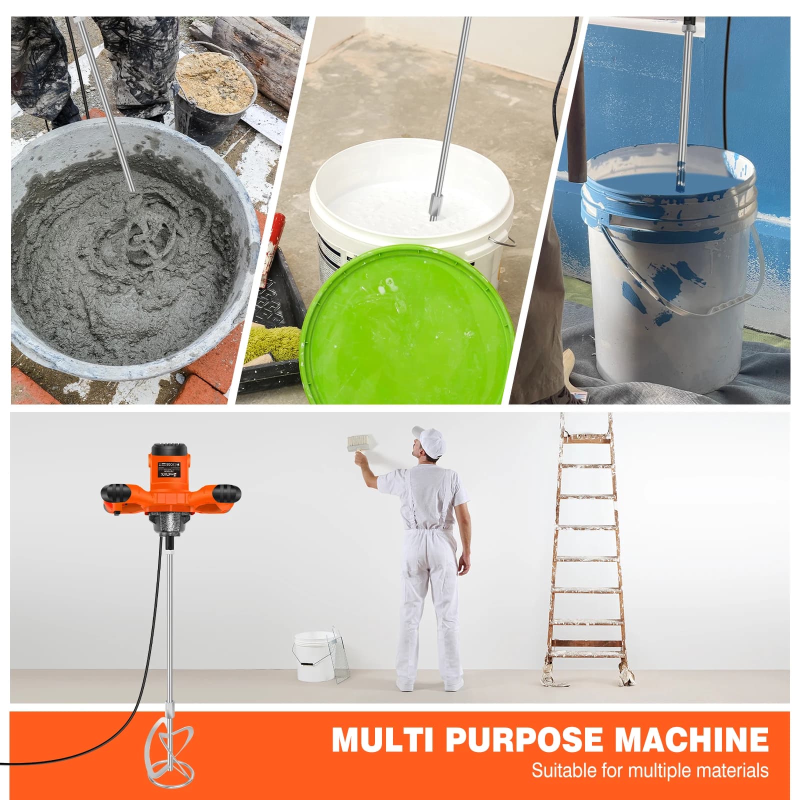 2600W Cement Mixer Machine Drill Tool 6 Speed Concrete Mortar Mud Mixing — image 5