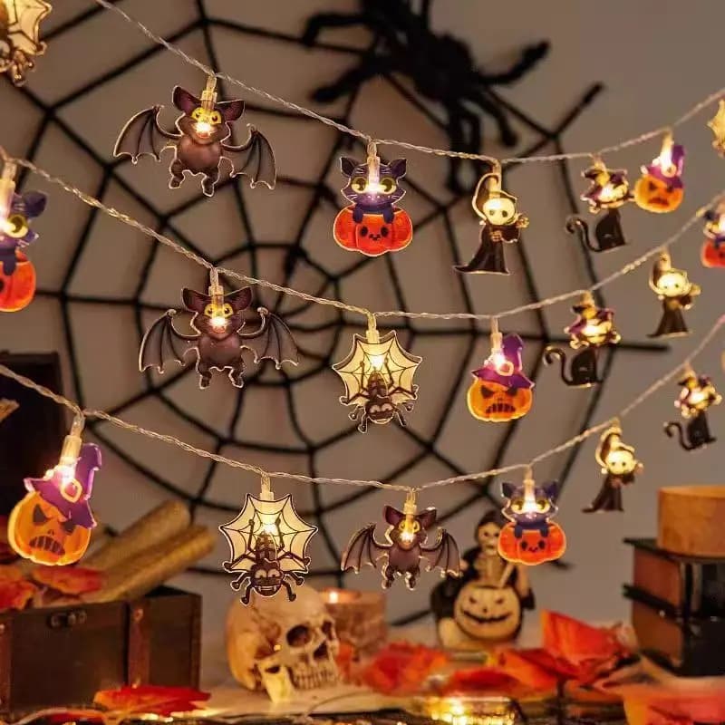 Halloween LED String Lights Pumpkin Ghost Spider Web Hanging Fairy Light Lamp UK — image 8