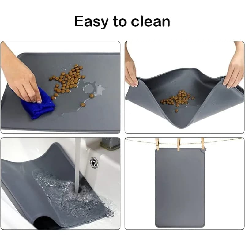 Silicone Dog Bowl Mat Waterproof Non-Stick Food Feeding Pad Puppy Placemat Pet U — image 3