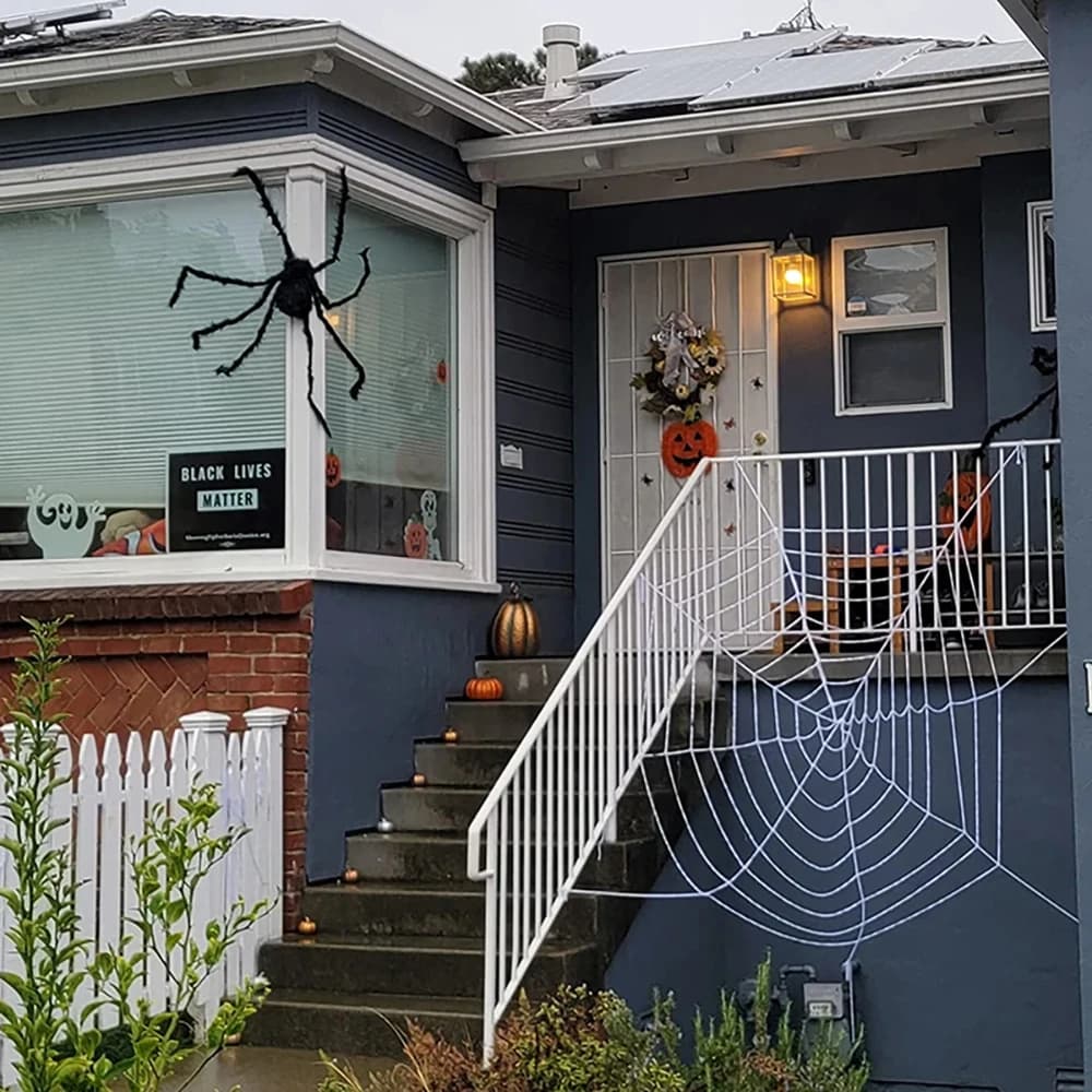 Halloween Giant Spider Web Black White Creepy Outdoor Yard Decoration Large — image 3
