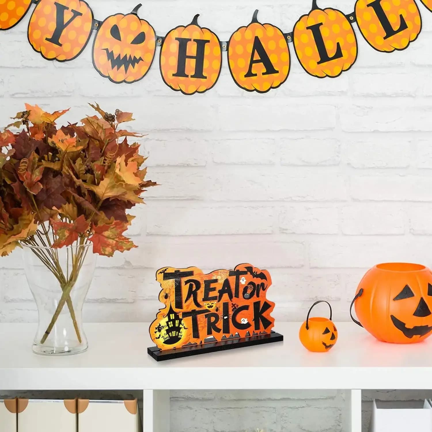 Halloween Wooden Decorations Desktop Ornaments Set Trick or Treat Party Decor UK — image 5