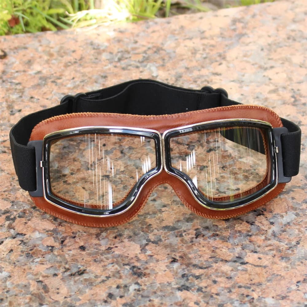 Vintage Motorcycle Goggles Leather Cruiser Folding Glasses Motocross Best Newest — image 7