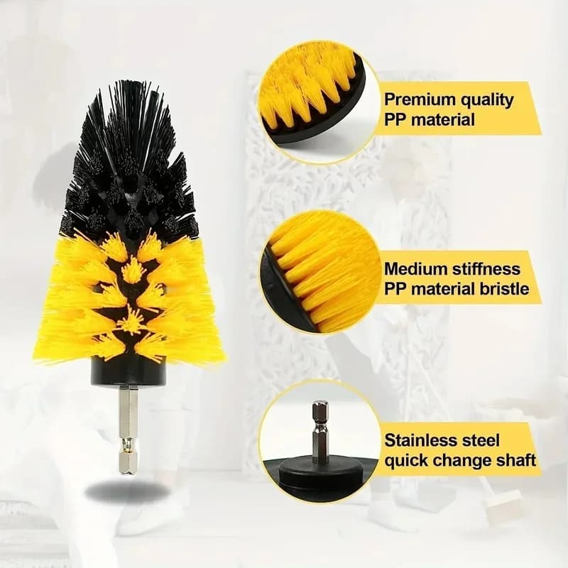 Drill Brush Attachment Set 7-Piece Multi-Purpose Cleaning Kit Tool with Pole — image 5