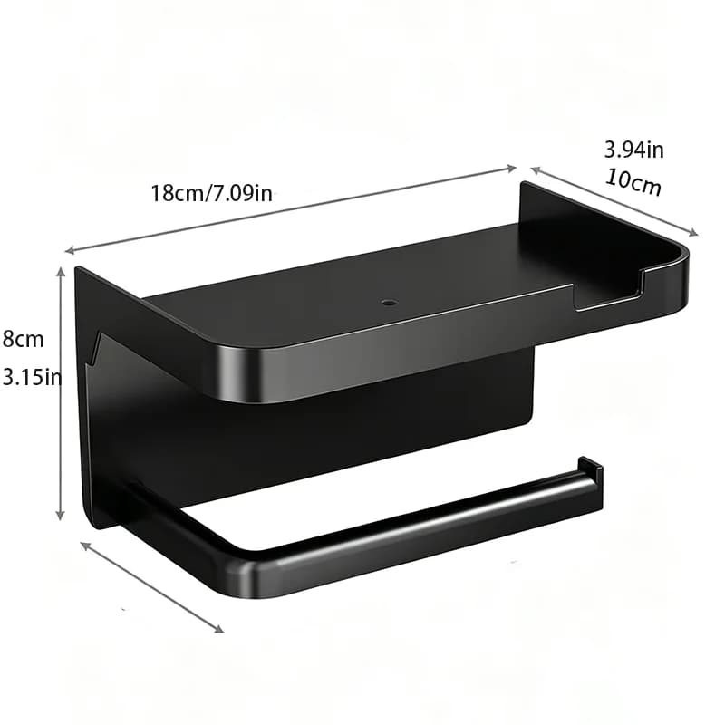 Wall Mounted Toilet Paper Holder No Drill Bathroom Shelf Tissue Dispenser UK — image 4