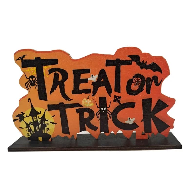 Halloween Wooden Decorations Desktop Ornaments Set Trick or Treat Party Decor UK — image 9