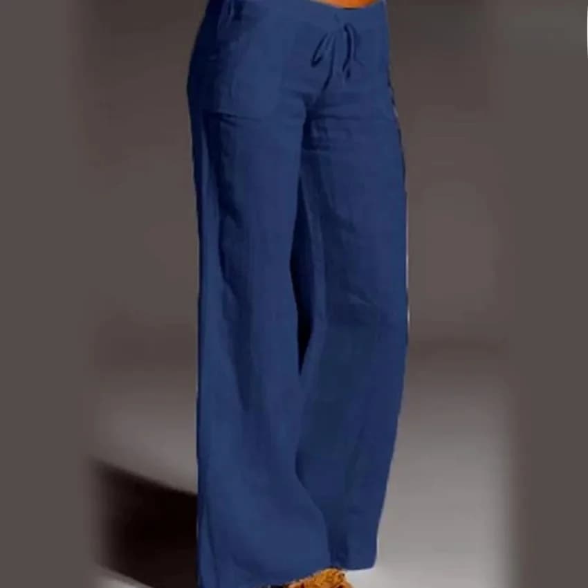 Women's High-Waisted Bell Bottom Pants Cotton Linen Casual Comfort Fit New Best — image 6
