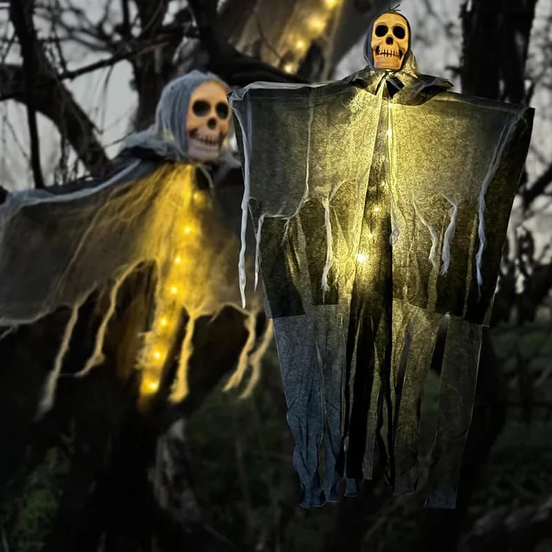 Halloween Glowing Skull Skeleton Gauze Hanging Ghost Decoration 1 Pc Home UK — image 2